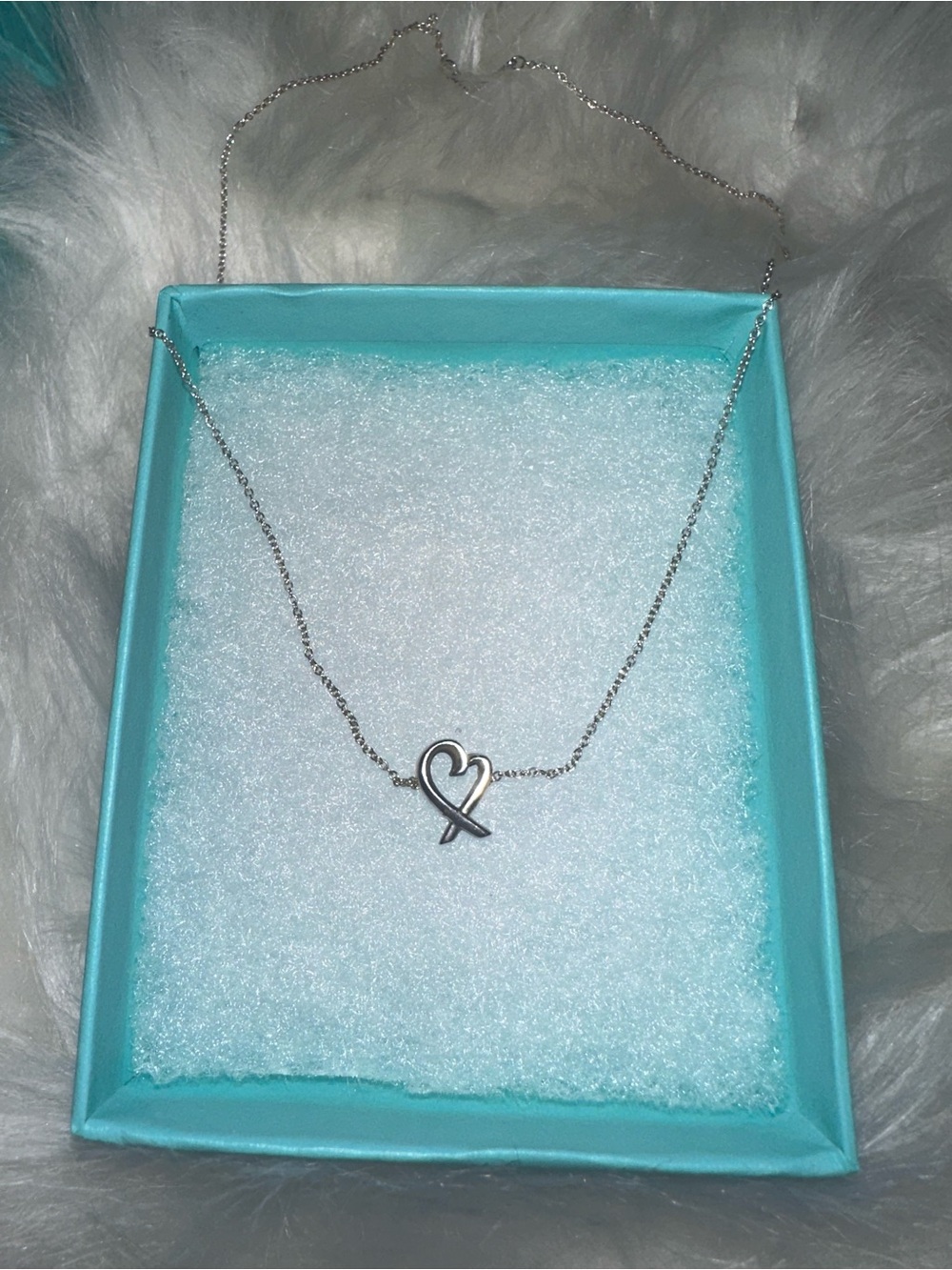 Tiffany & Co. Silver Heart Ribbon Pendant Necklace